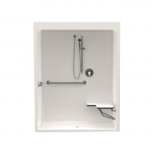 Aquatic AC003576-X2LBSR-BI - 6030CFS 60 x 30 Acrylic Alcove Center Drain One-Piece Shower in Biscuit
