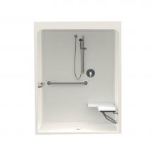 Aquatic AC003580-X2LBSL-BI - 6036CFS 60 x 36 Acrylic Alcove Center Drain One-Piece Shower in Biscuit