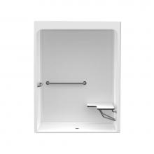 Aquatic AC003575-X2LBSR-WH - 6030BFSC 60 x 30 Acrylic Alcove Center Drain One-Piece Shower in White