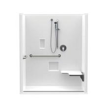Aquatic AC003532-X2LBSL-WH - 16030BFSCTTR 60 x 30 AcrylX Alcove Center Drain One-Piece Shower in White