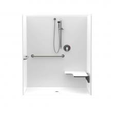 Aquatic AC003544-X2LBSL-WH - 1603BFSC 60 x 34 AcrylX Alcove Center Drain One-Piece Shower in White