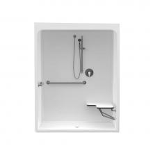 Aquatic AC003576-X2LBSR-WH - 6030CFS 60 x 30 Acrylic Alcove Center Drain One-Piece Shower in White