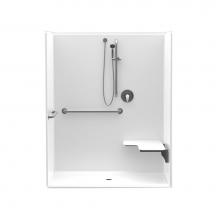 Aquatic AC003545-X2LBSR-WH - 1603BFSD 60 x 34 AcrylX Alcove Center Drain One-Piece Shower in White