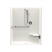 Aquatic AC003585-X2LBSR-BI - F1604P 60 x 34 AcrylX Alcove Center Drain Four-Piece Shower in Biscuit