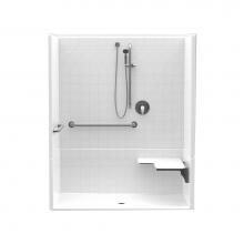Aquatic AC003585-X2LBSR-WH - F1604P 60 x 34 AcrylX Alcove Center Drain Four-Piece Shower in White