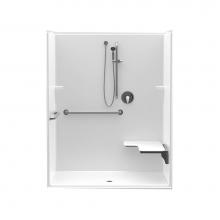 Aquatic AC003542-X2LBSL-WH - 16037BFSD 60 x 37 AcrylX Alcove Center Drain One-Piece Shower in White