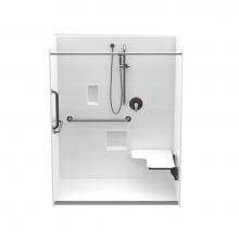 Aquatic AC003692-X2LBSVBHHL-WH - 16036TRCOL 60 x 36 AcrylX Alcove Center Drain One-Piece Shower in White