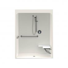 Aquatic AC003579-X2LBSL-BI - 6036BFSC 60 x 36 Acrylic Alcove Center Drain One-Piece Shower in Biscuit