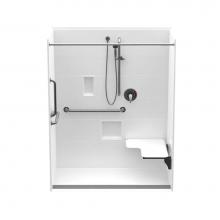 Aquatic AC003690-X2LBSL-WH - 16030TRCOL 60 x 30 AcrylX Alcove Center Drain One-Piece Shower in White