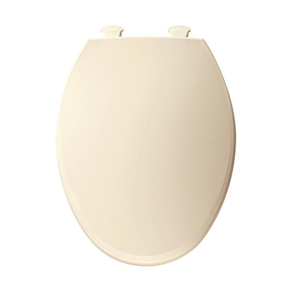 Elongated Plastic Toilet Seat in Biscuit with Easy-Clean & Change Hinge