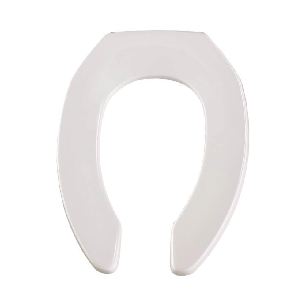 Elongated Open Front Less Cover Commercial Plastic Toilet Seat in White with STA-TITE Commercial F