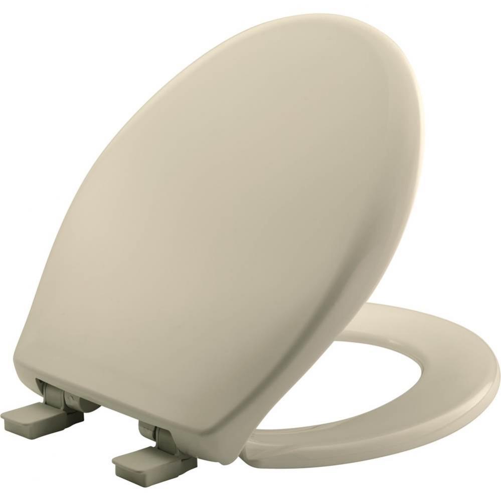 Affinity Round Plastic Toilet Seat in Almond with STA-TITE Seat Fastening System, Easy-Clean and W