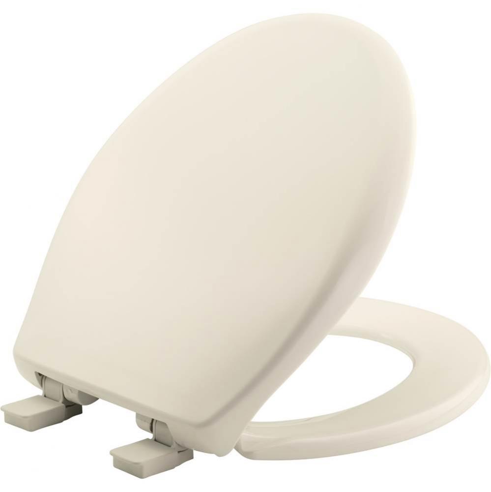 Affinity Round Plastic Toilet Seat in Biscuit with STA-TITE Seat Fastening System, Easy-Clean and
