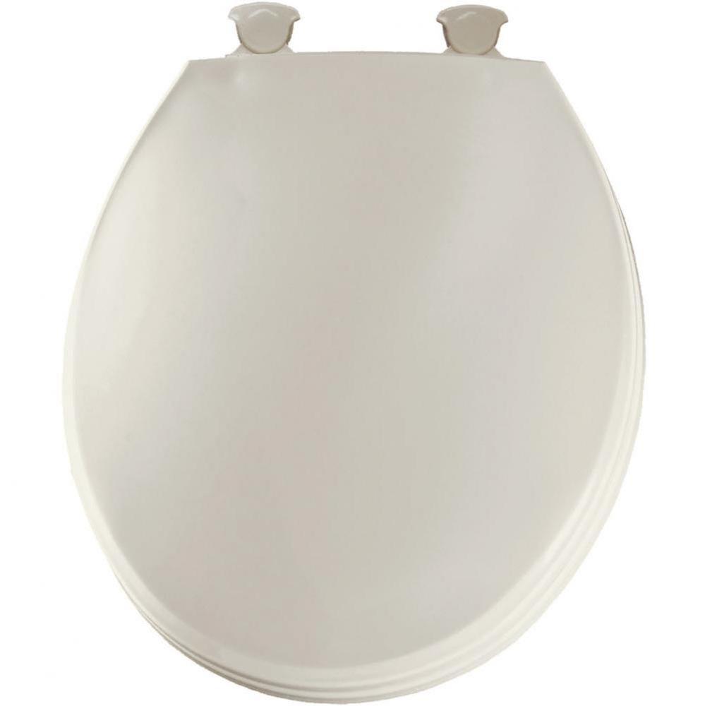 Round Plastic Toilet Seat in Biscuit with Easy-Clean & Change Hinge