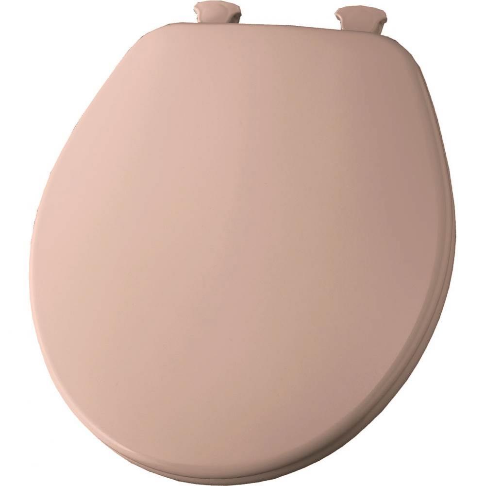 Round Enameled Wood Toilet Seat in Venetian Pink with Easy-Clean & Change Hinge