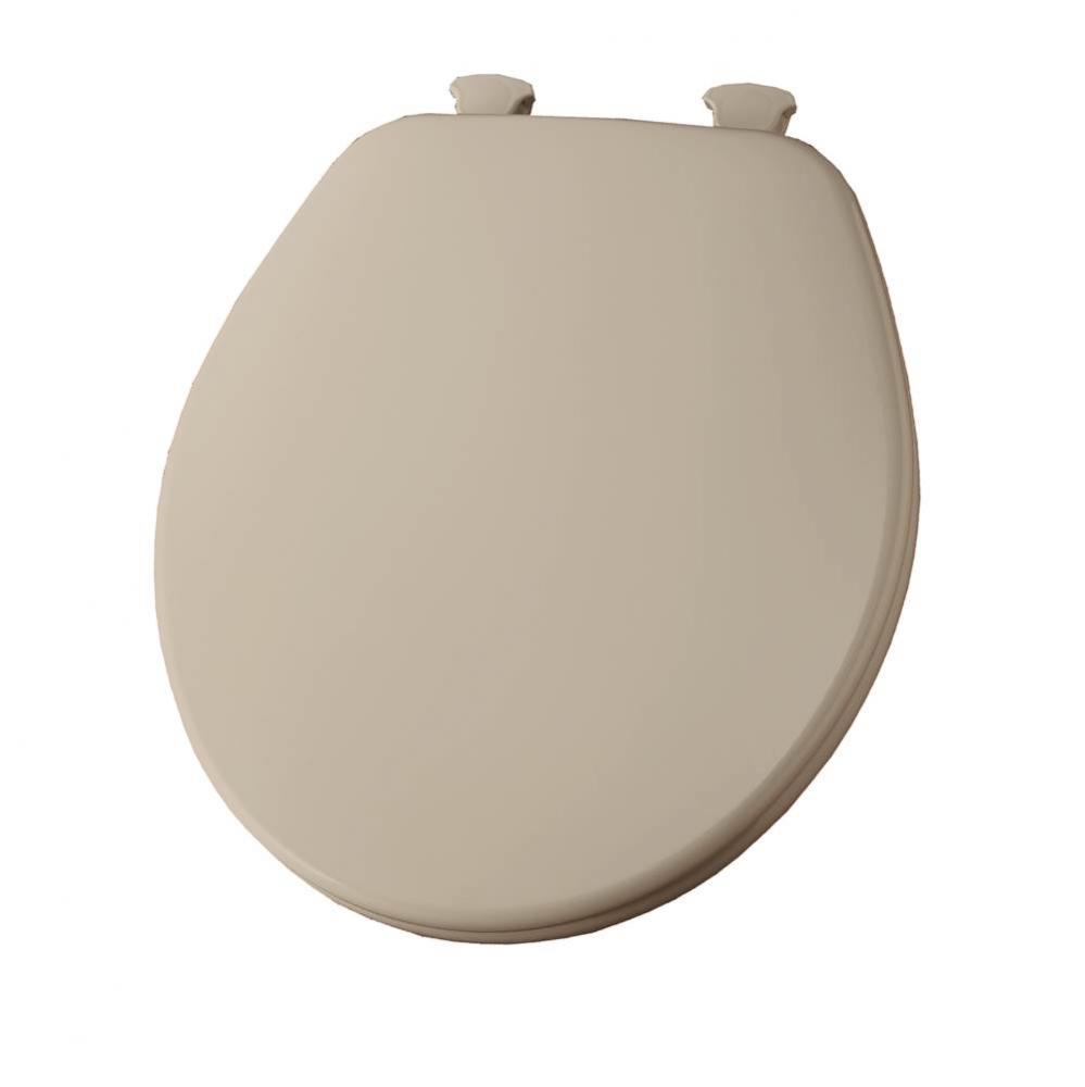 Round Enameled Wood Toilet Seat in Fawn Beige with Easy-Clean & Change Hinge