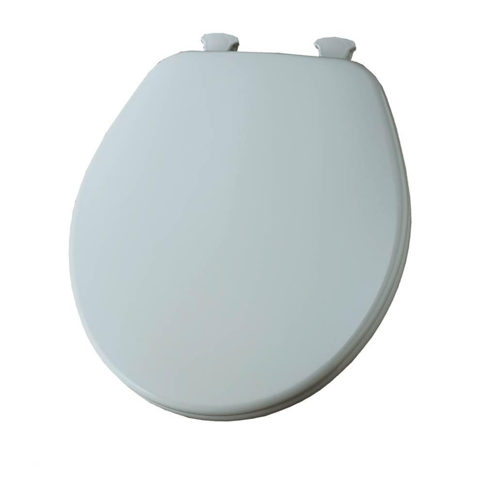 Round Enameled Wood Toilet Seat in Dresden Blue with Easy-Clean & Change Hinge