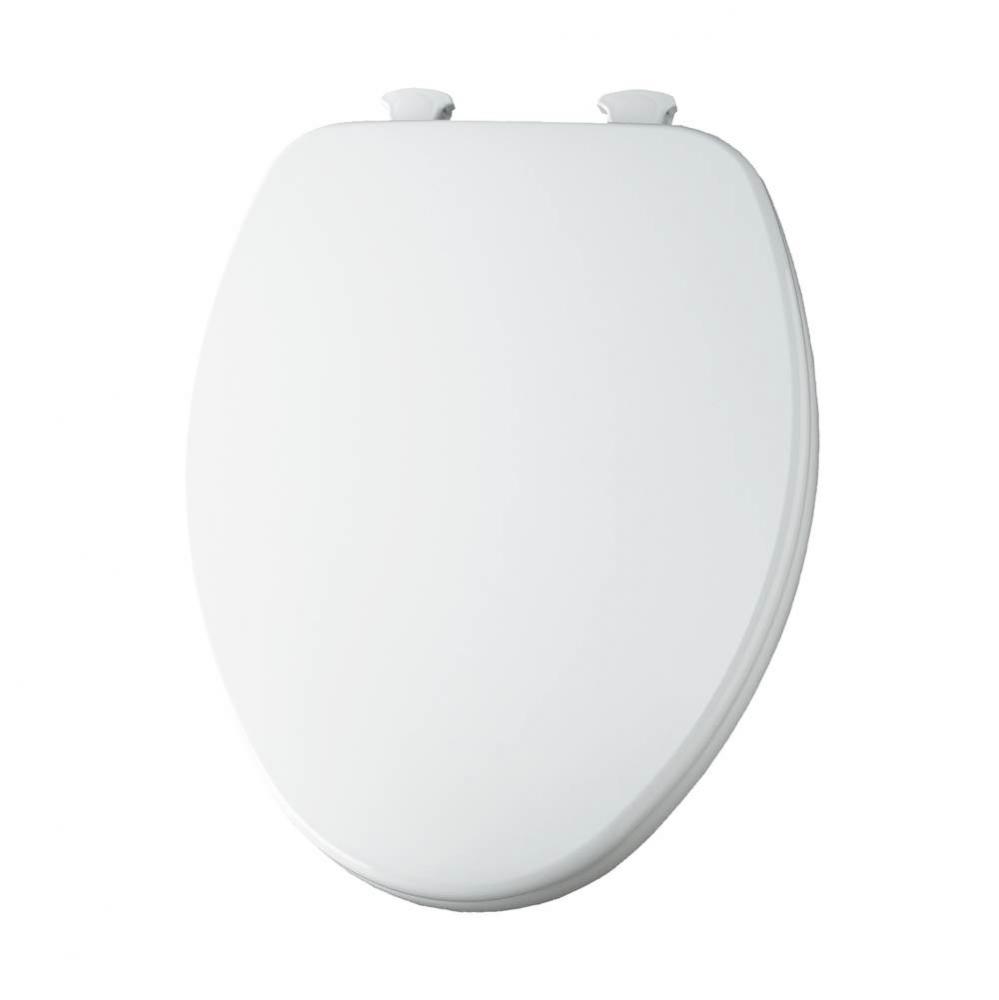 Elongated Enameled Wood Toilet Seat in Cotton White with Easy-Clean & Change Hinge