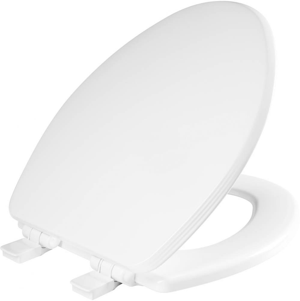 Ashland Elongated Enameled Wood Toilet Seat in White with STA-TITE, Easy-Clean, Whisper-Close and