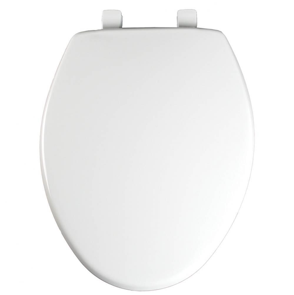 Elongated Plastic Toilet Seat in White with Easy-Clean & Change and Whisper-Close Hinge