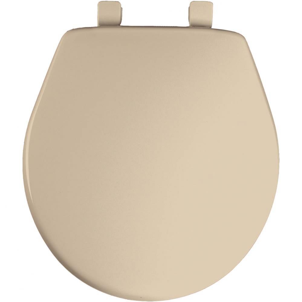 Round Plastic Toilet Seat in Bone with Easy-Clean & Change and Whisper-Close Hinge