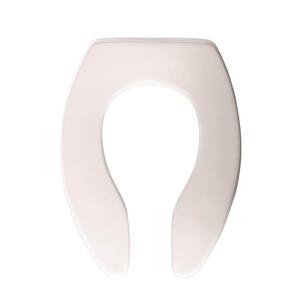 Church Elongated Open Front Less Cover Commercial Plastic Toilet Seat in White with Stay·Tite