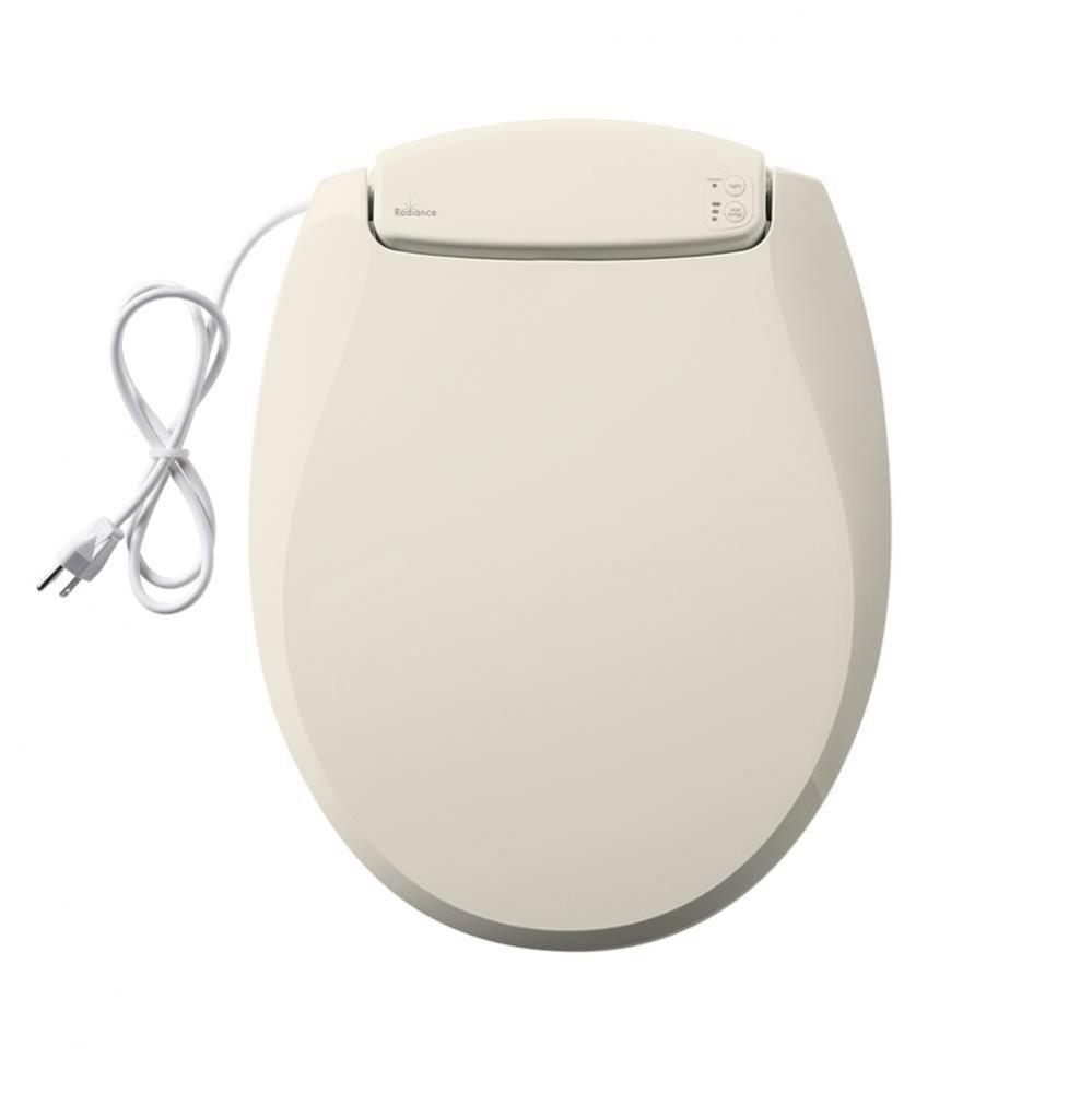 Radiance Round Plastic Toilet Seat in Biscuit with Adjustable Heat, iLumalight, STA-TITE Seat Fast