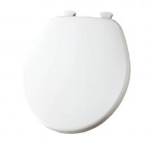 Church 540EC 390 - Round Enameled Wood Toilet Seat in Cotton White with Easy-Clean & Change Hinge