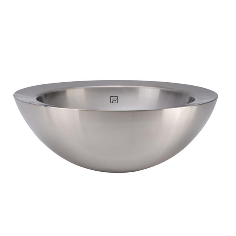 Double Walled Stainless Steel Polished Above-Counter Vessel with Overflow