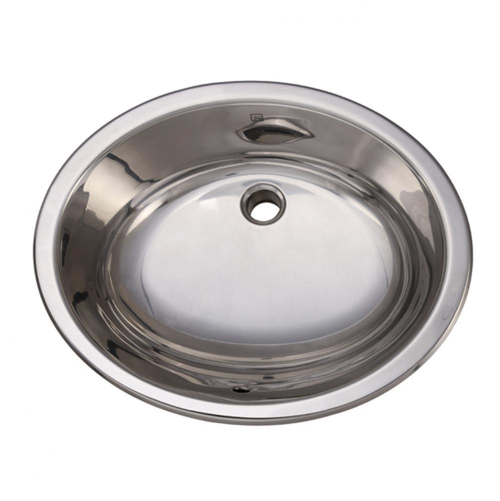 Stainless Steel Polished Undermount Lavatory with Overflow