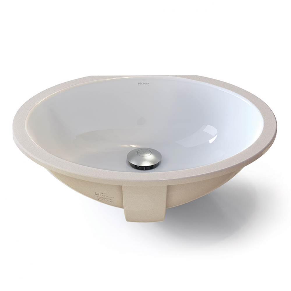 Oval White Vitreous China Undermount Lavatory with Overflow