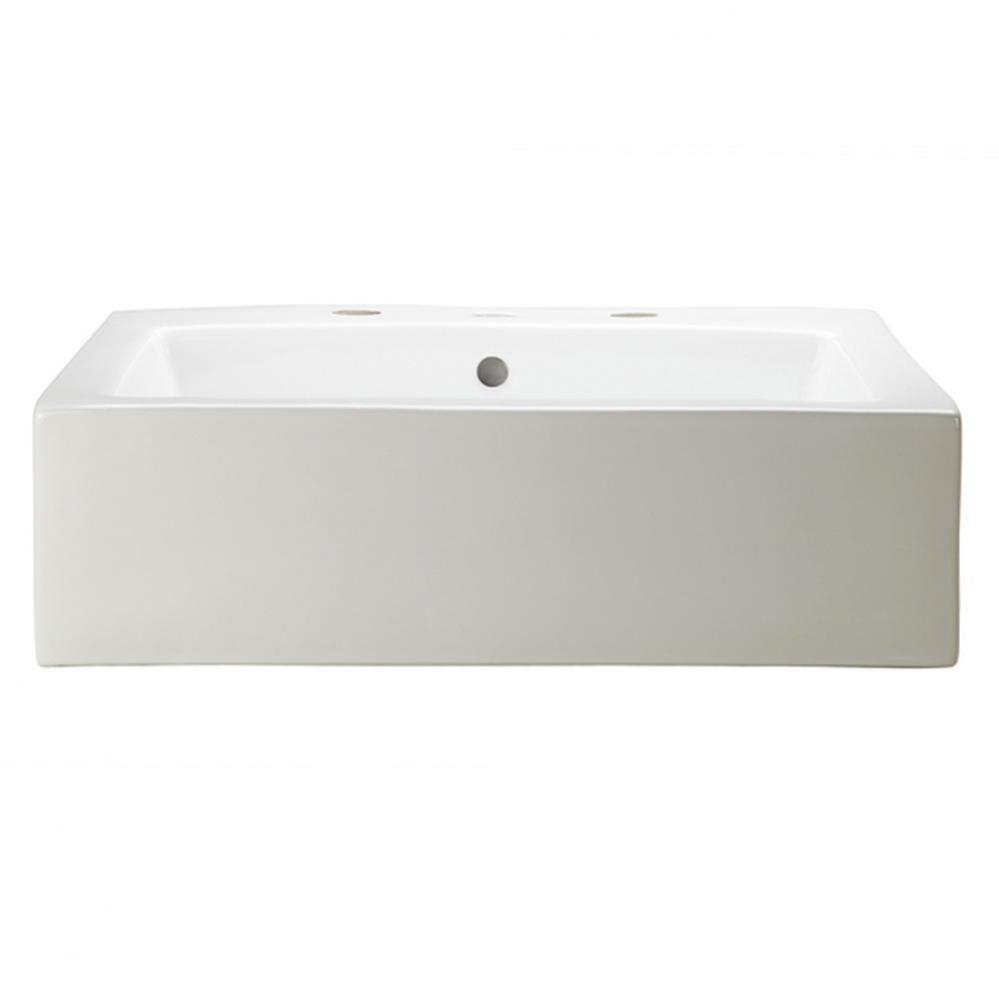 Square White Above-Counter Vessel with Overflow and 8'' Faucet Deck