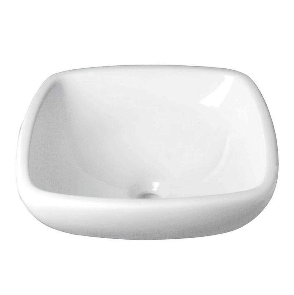 Square White Vitreous China Semi-Recessed Vessel