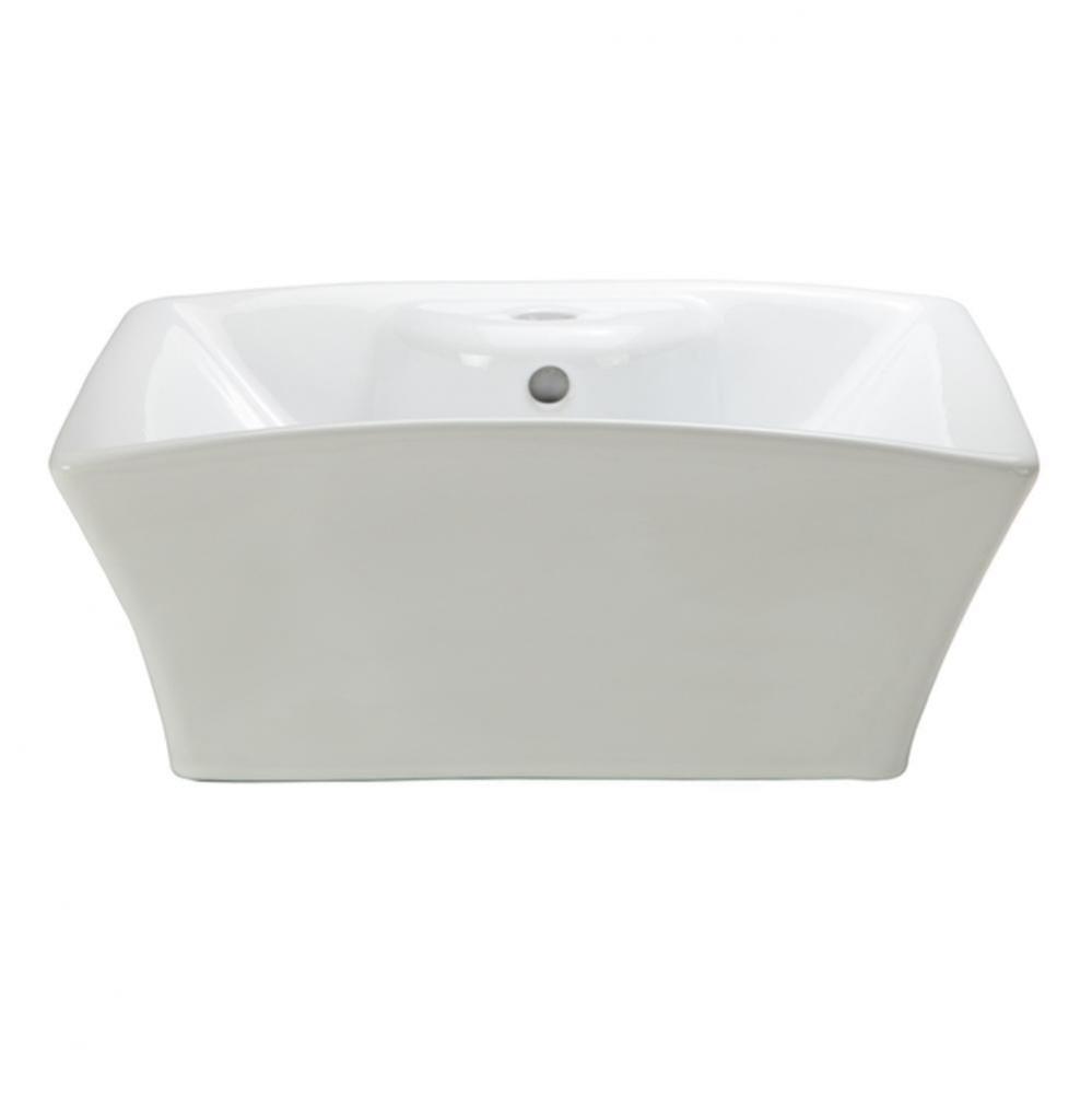Square White Vitreous China Above-Counter Vessel with Overflow