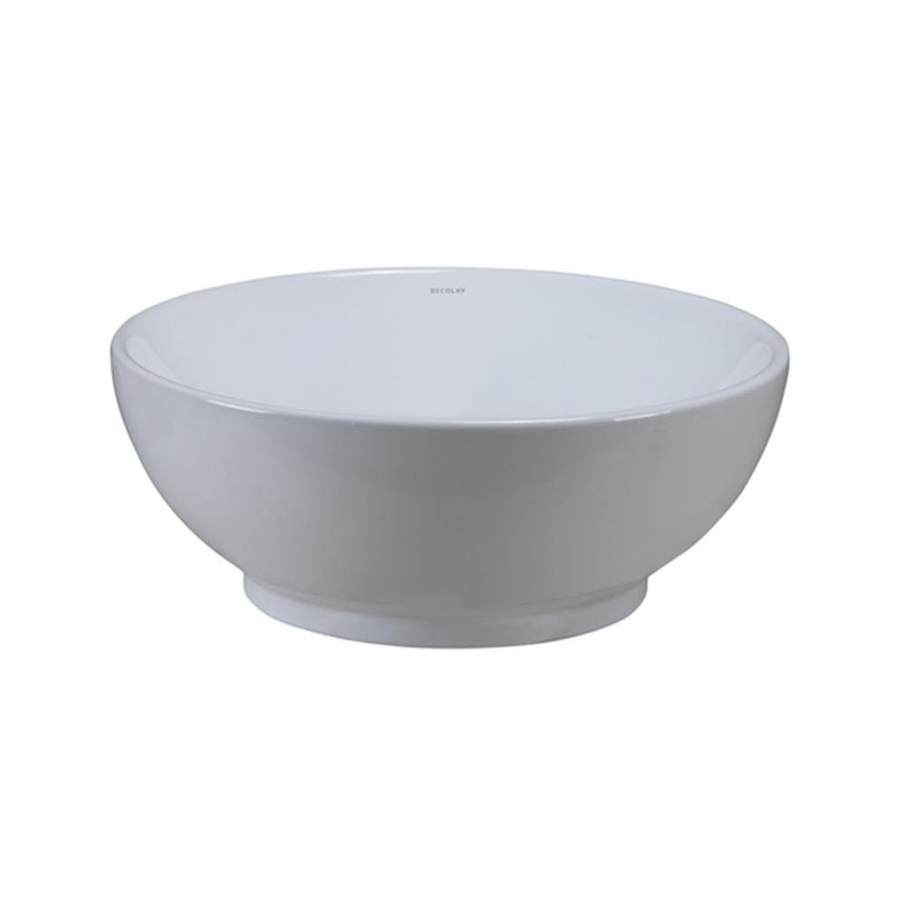 Round White Vitreous China Above-Counter Vessel with Overflow
