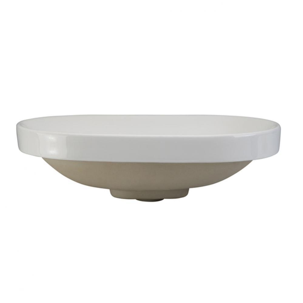 Semi-Recessed Oval Lavatory White with Vitreous China Drain Cover