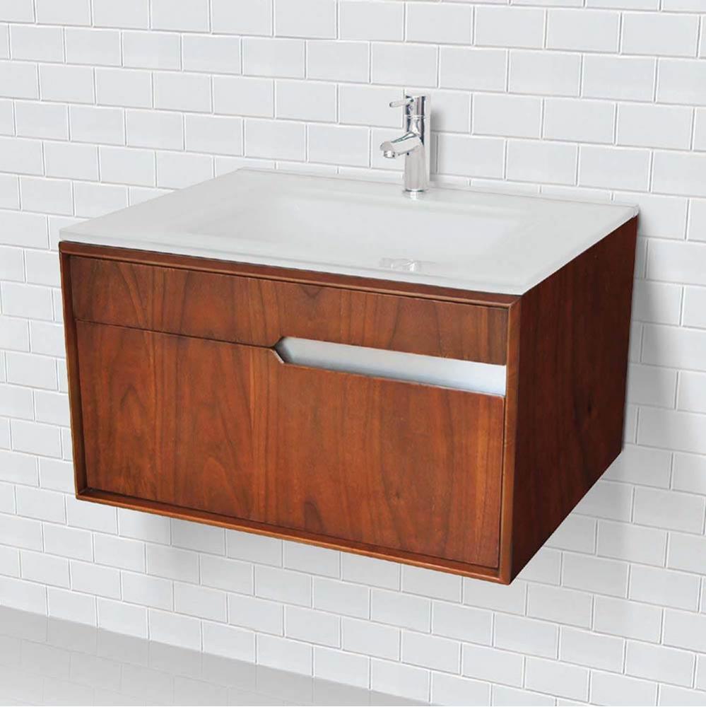 Wallmount Vanity With Glass Countertop