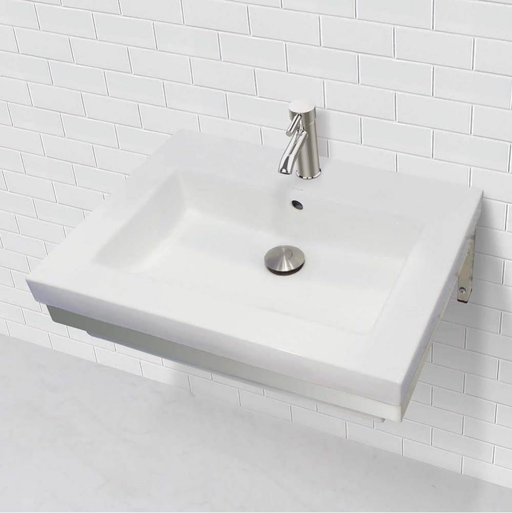 Wall-Mount Rectangular Lavatory With Stainless Steel Mountng Bracket