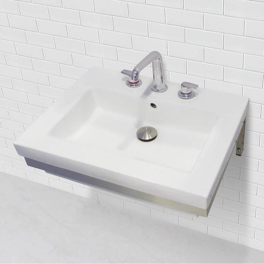 Wall-Mount Rectangular Lavatory With Stainless Steel Mountng Bracket