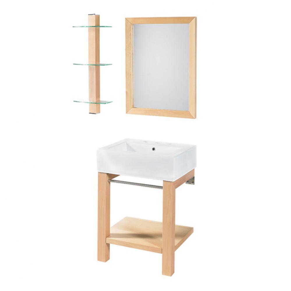 Infusion Collection Wall Mounted Maple Finish Lavatory Console with White Vitreous China Counterto