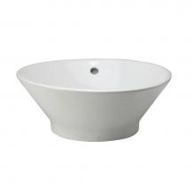 Decolav 1435-CWH - Round White Vitreous China Tapered and Angled Above-Counter Vessel with Overflow