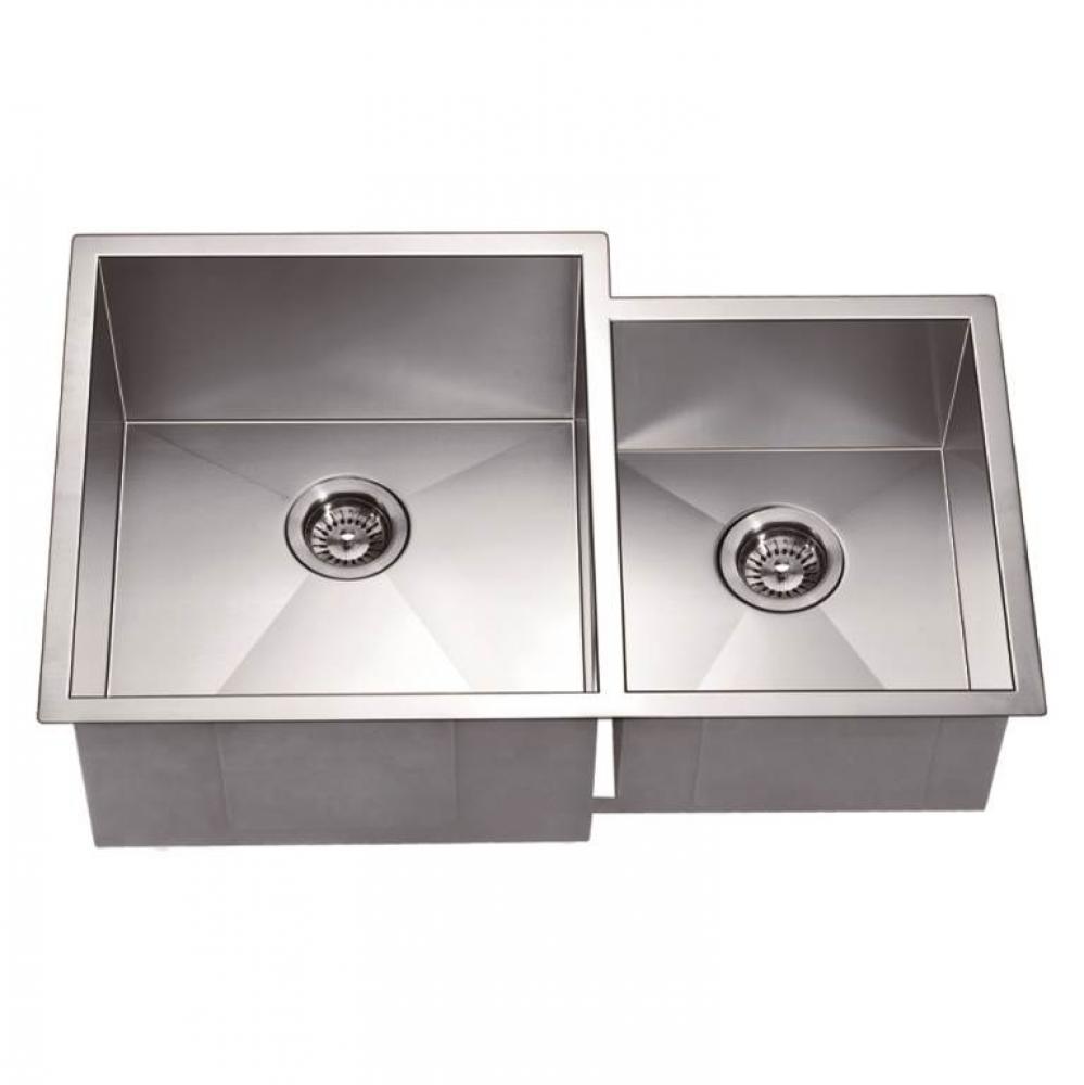 Dawn® Undermount Double Bowl Square Sink (Small Bowl on Right)