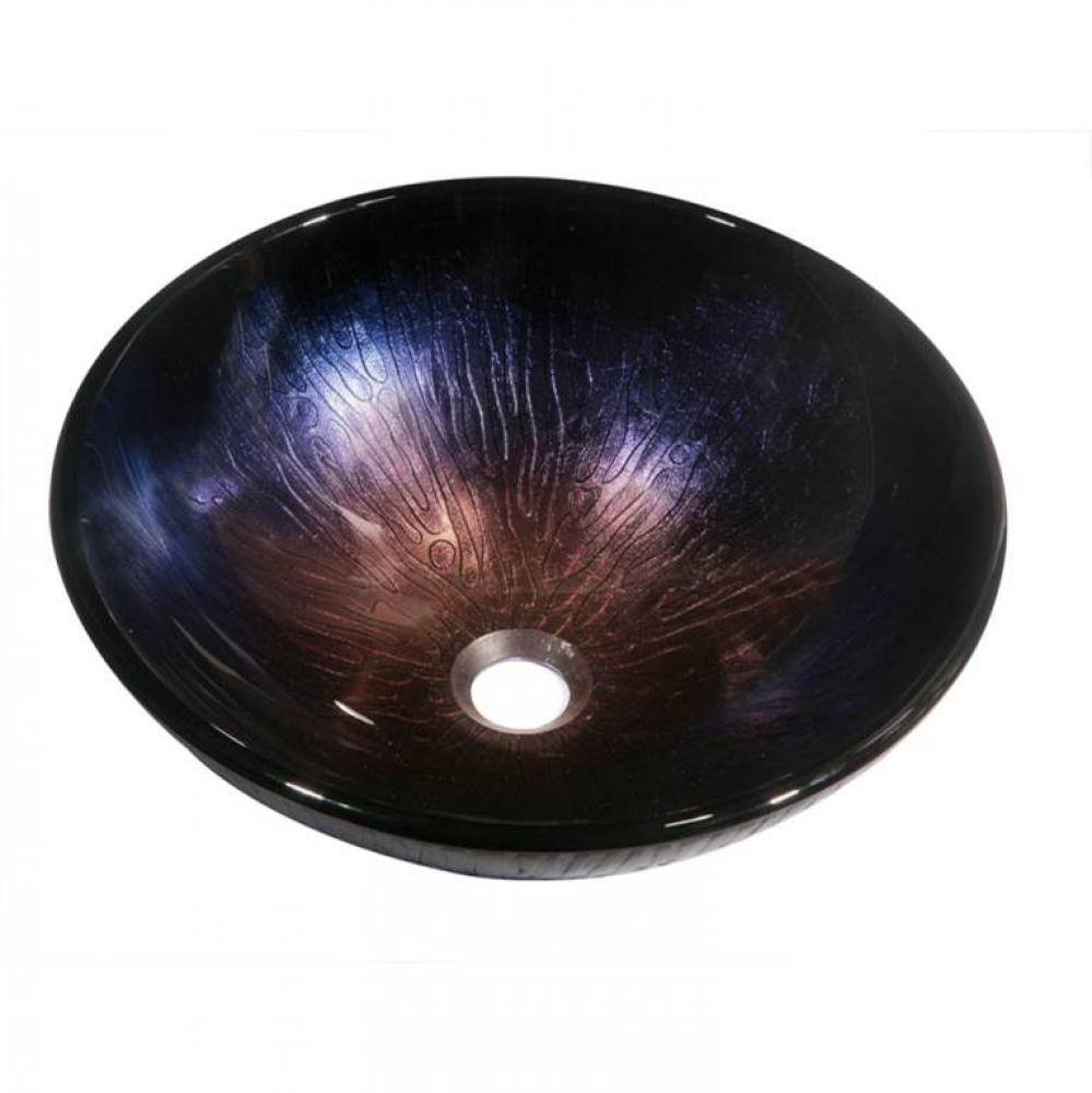 Dawn® Tempered glass, hand-painted glass vessel sink-round shape, Dark Violet