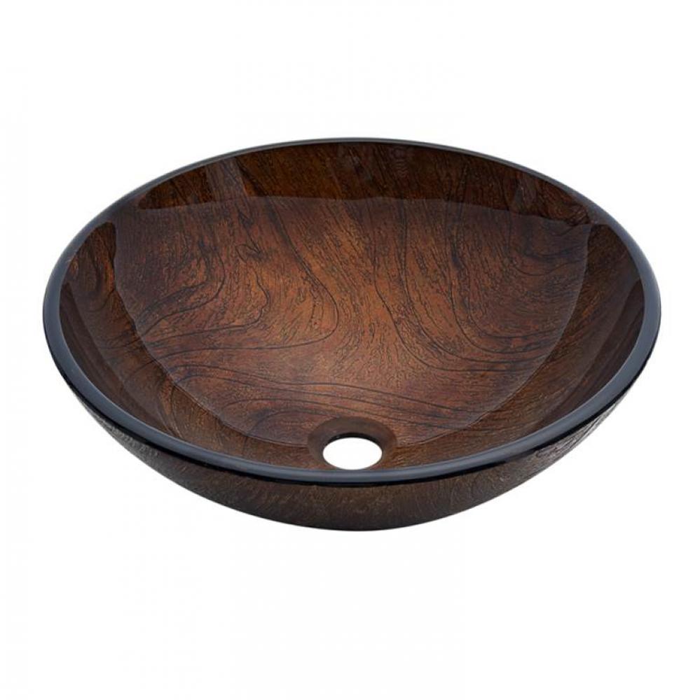 Dawn® Tempered glass, hand-painted glass vessel sink-round shape, brown