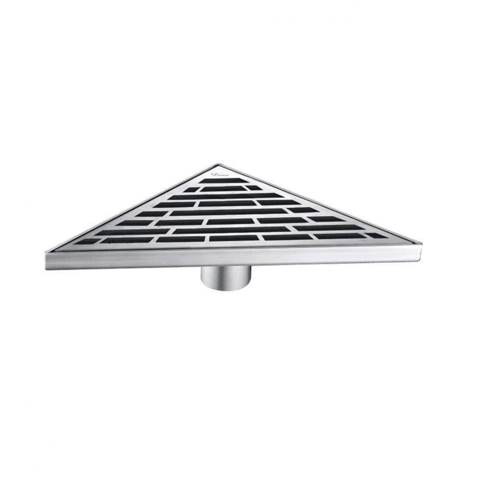 Shower triangle drain--14G, 304type stainless steel, polished, satin finish: 14''Lx10&ap