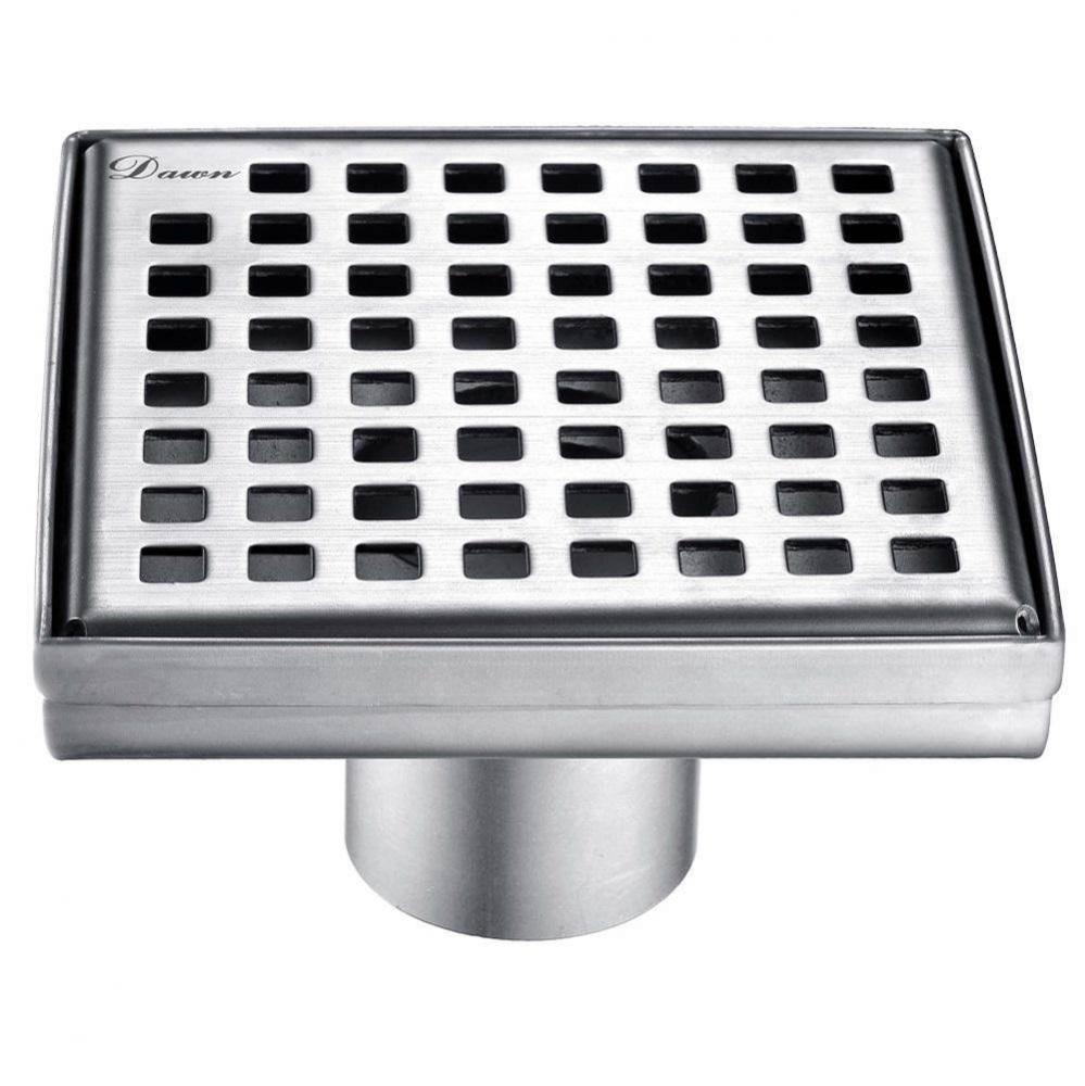 Shower square drain -- 9G, 304 type stainless steel, polished satin finish: 5-1/4''L x 5