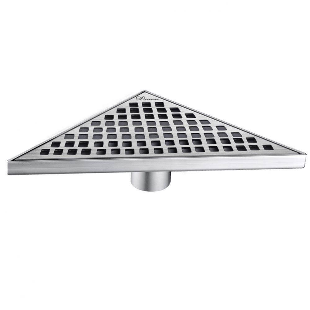 Shower triangle drain -- 14G, 304 type stainless steel, polished satin finish: 14-1/8''L