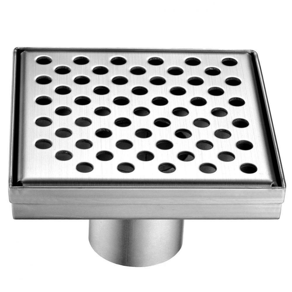 Shower square drain -- 9G, 304 type stainless steel, polished satin finish: 5-1/4''L x 5