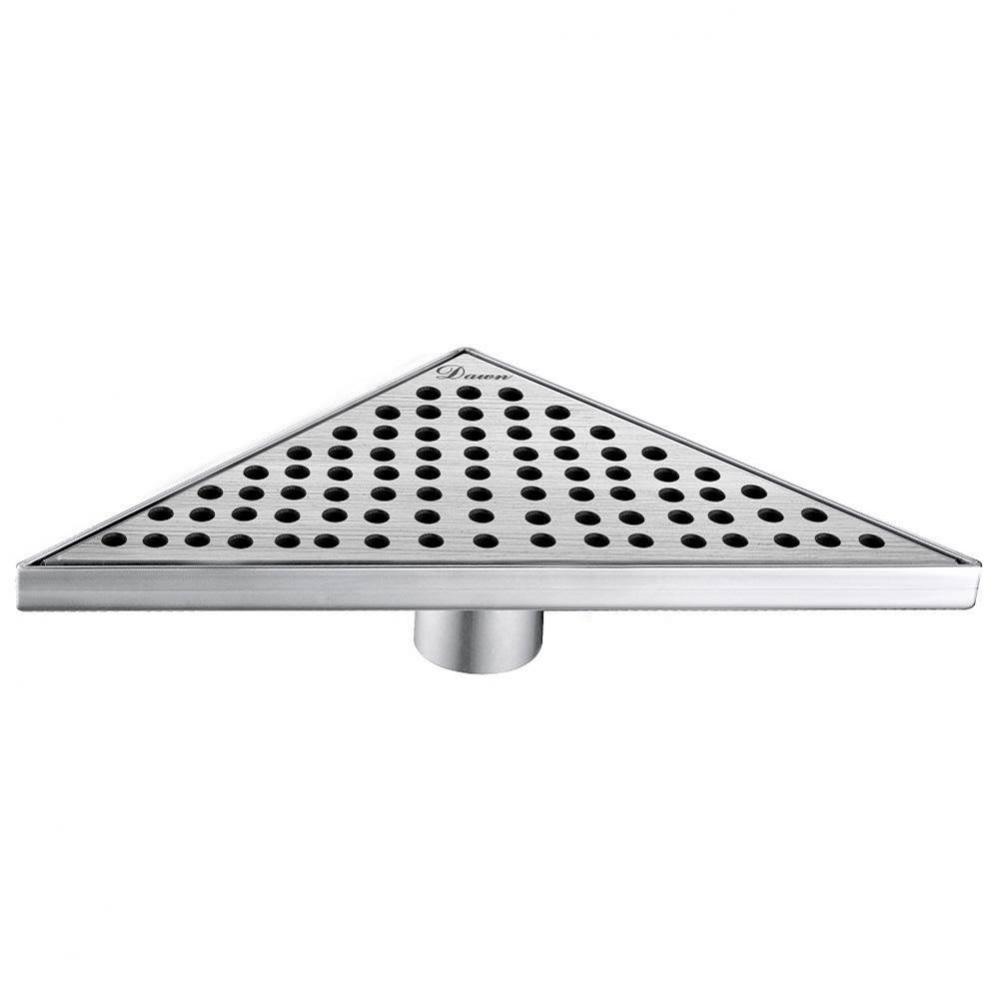Shower triangle drain--14G, 304type stainless steel, polished, satin finish: 14-1/8''L&a