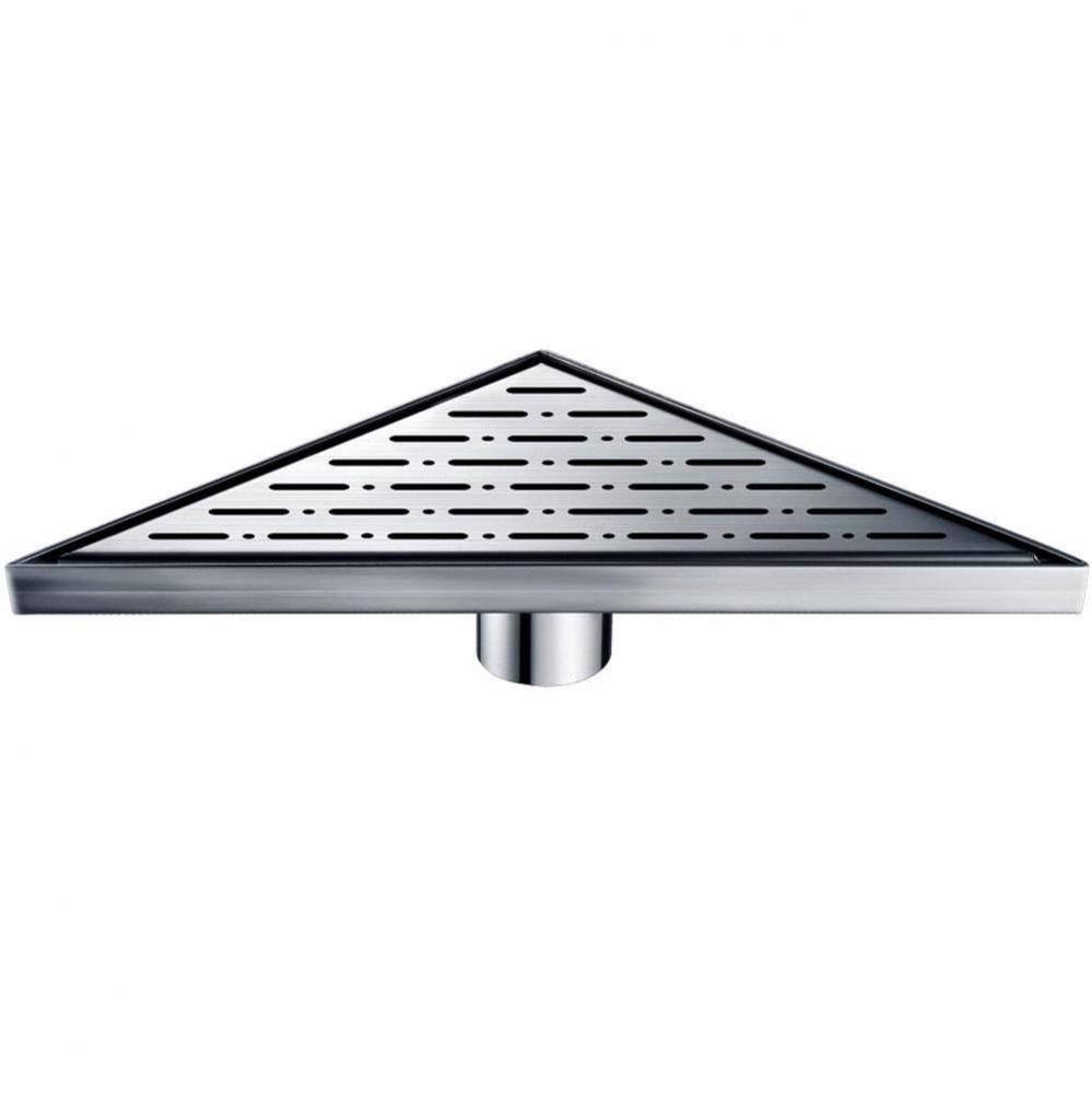 Shower triangle drain--14G, 304type stainless steel, polished, satin finish: 14-1/8''L&a